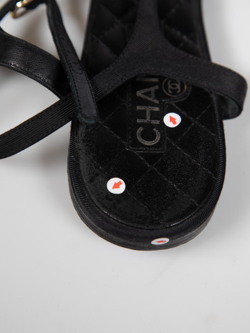 Chanel Black Chain Logo Detail Thong Sandals Size IT 39 2