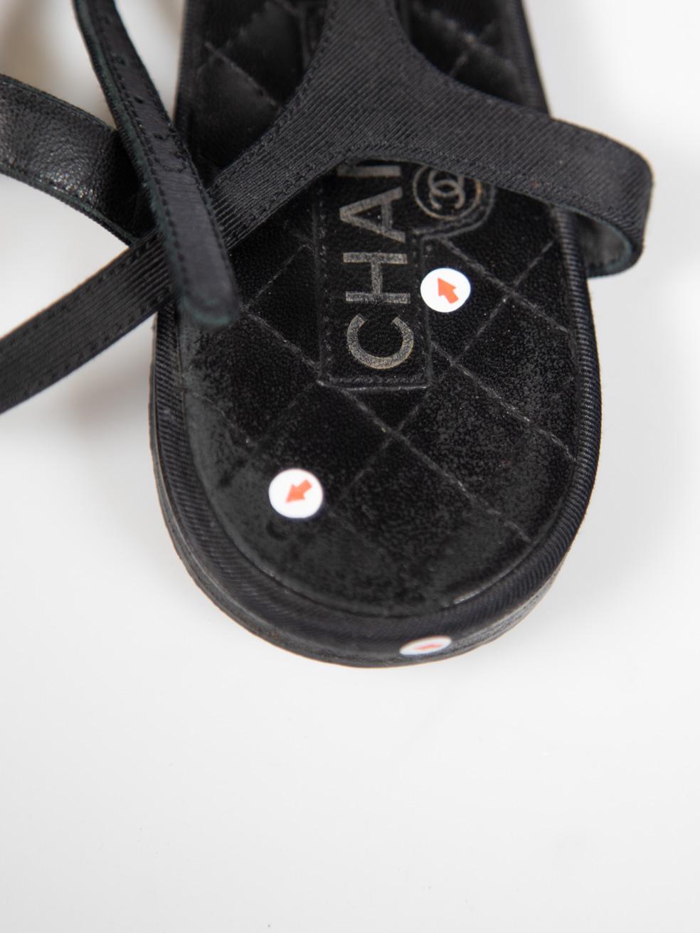 Chanel Black Chain Logo Detail Thong Sandals Size IT 39 3