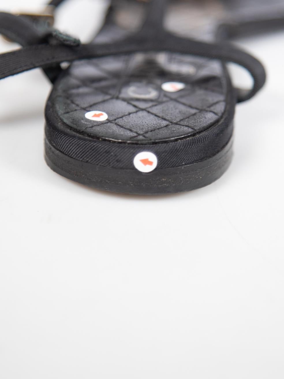Chanel Black Chain Logo Detail Thong Sandals Size IT 39 4