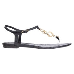 Chanel Black Chain Logo Detail Thong Sandals Size IT 39