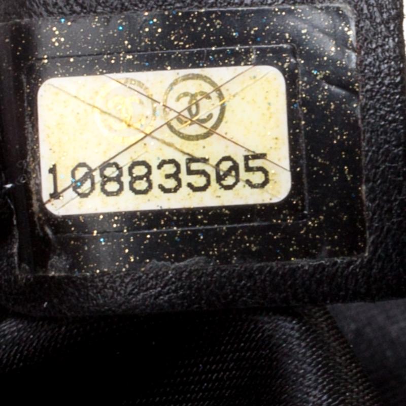 Chanel Black Check Embossed Velvet Vintage CC Side Belted Bowler Bag 2