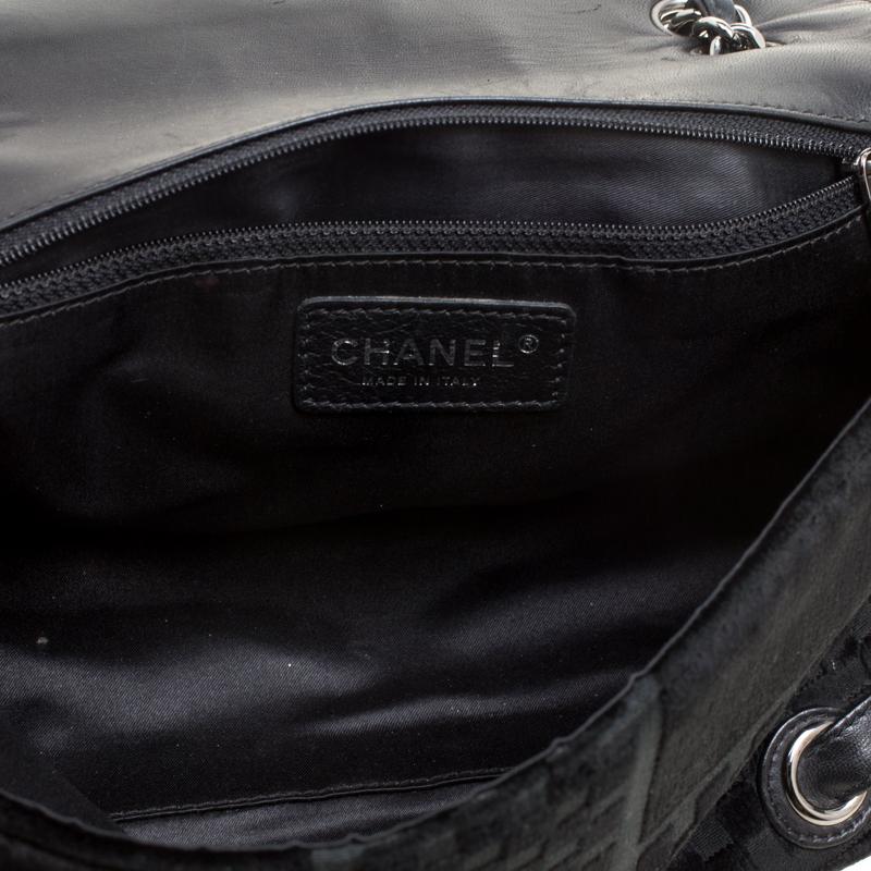 Chanel Black Check Embossed Velvet Vintage CC Side Belted Bowler Bag 4