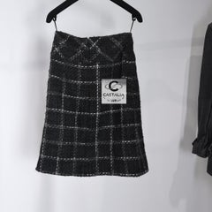 Chanel Black Checked Tweed Skirt