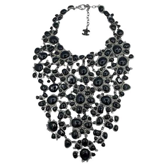 CHANEL Black Chestplate Necklace For Sale