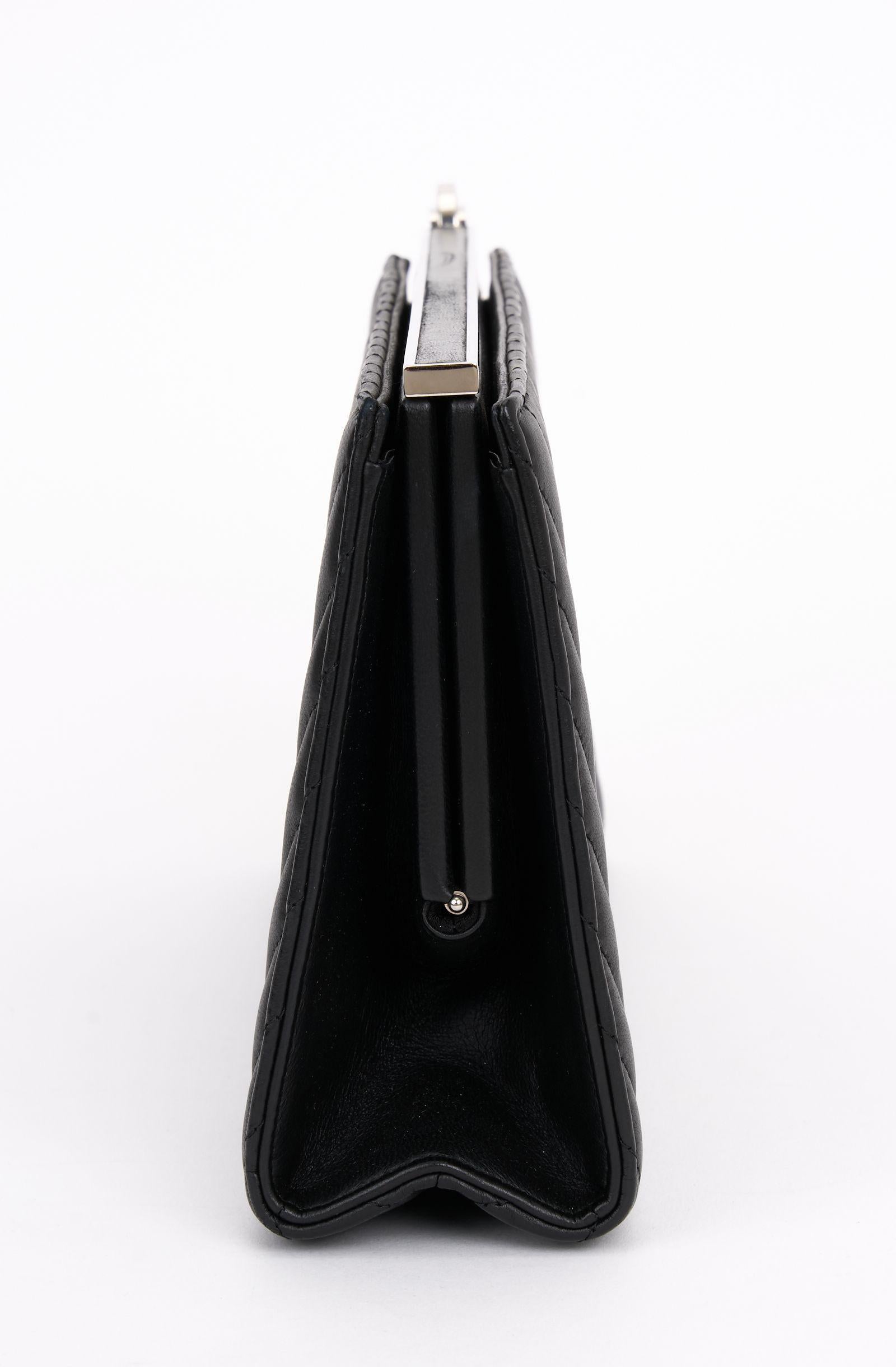 Chanel Black Chevron Clutch Bag In Excellent Condition In West Hollywood, CA