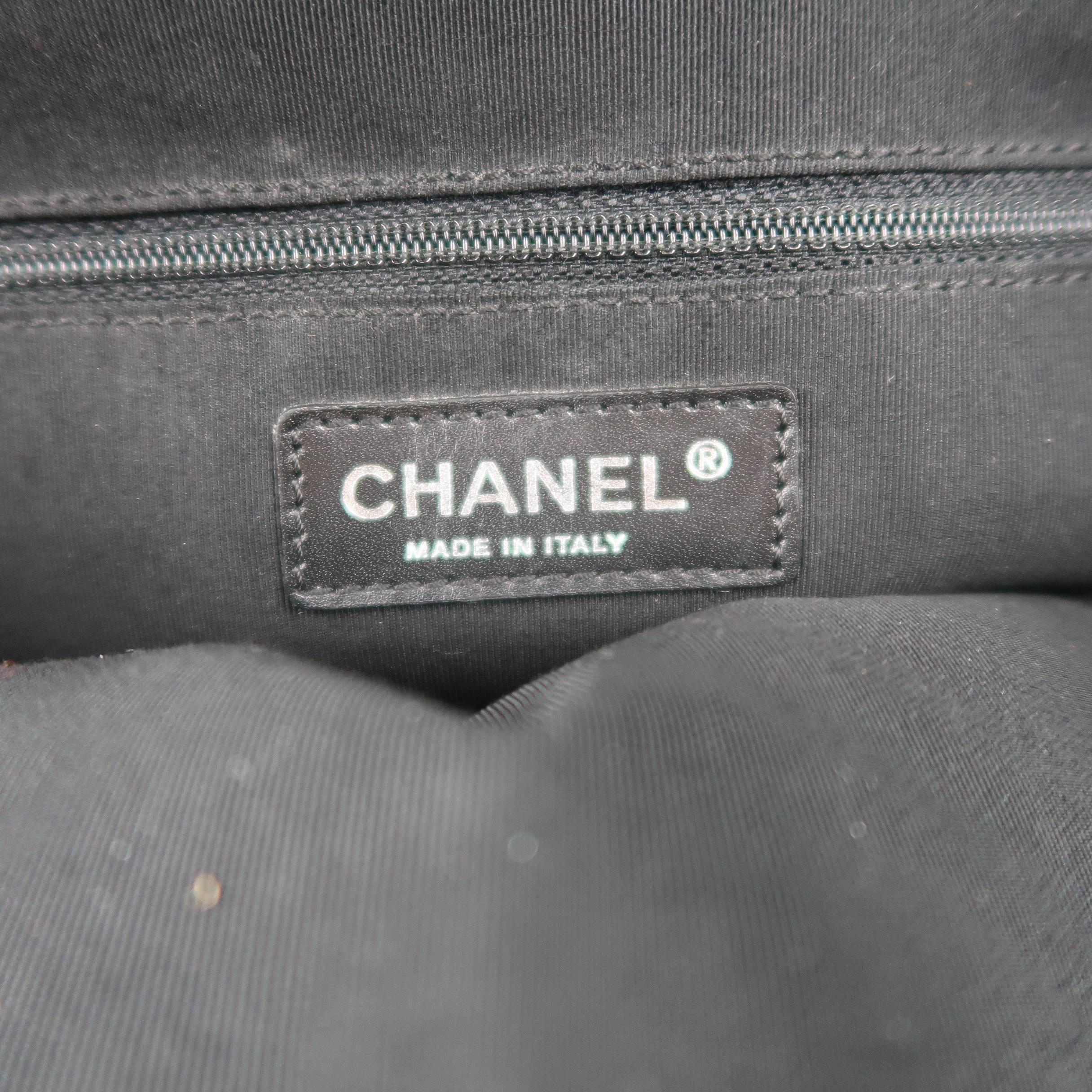 Chanel Black Chevron Embossed Leather CC Logo Mini Tote Handbag 4