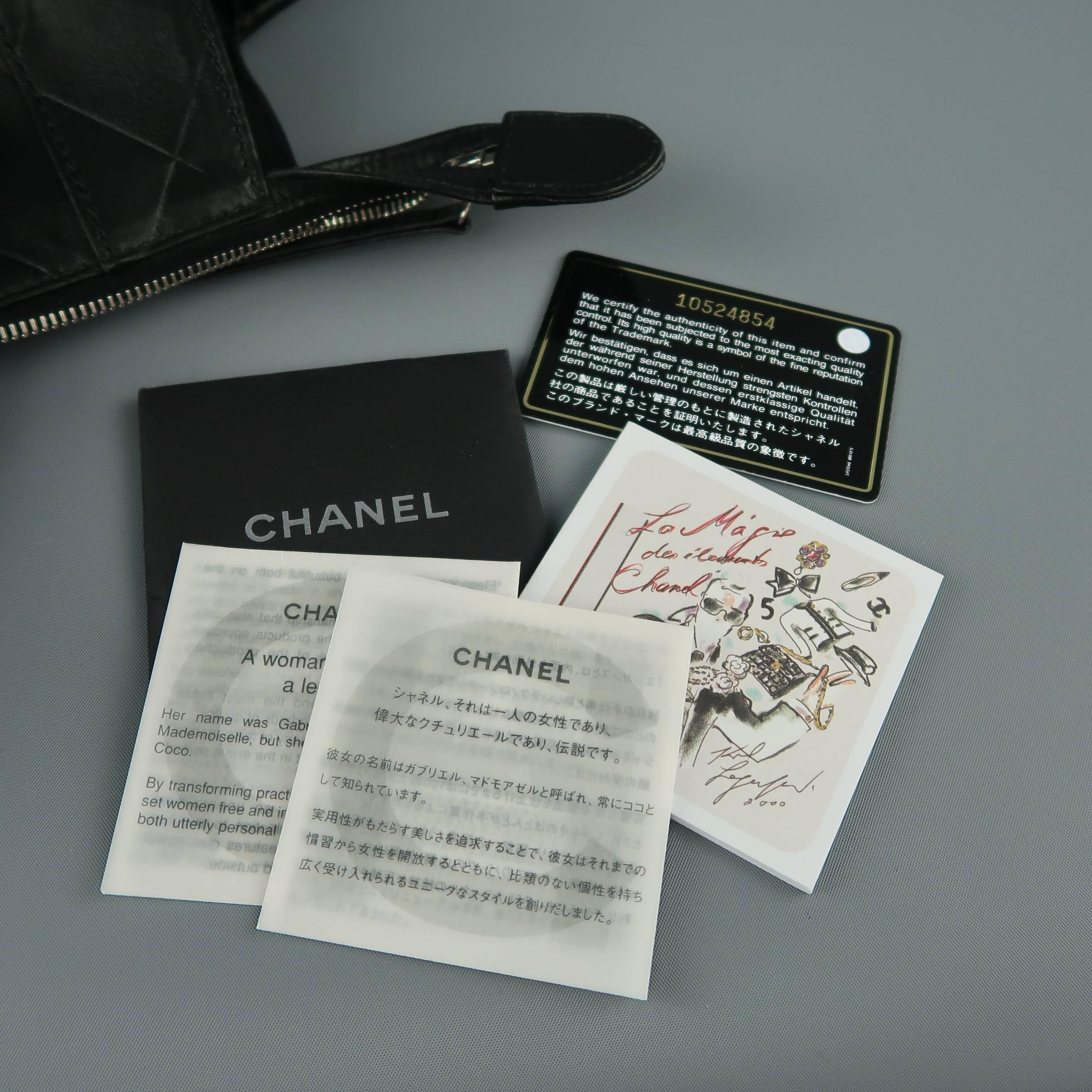 Chanel Black Chevron Embossed Leather CC Logo Mini Tote Handbag 6