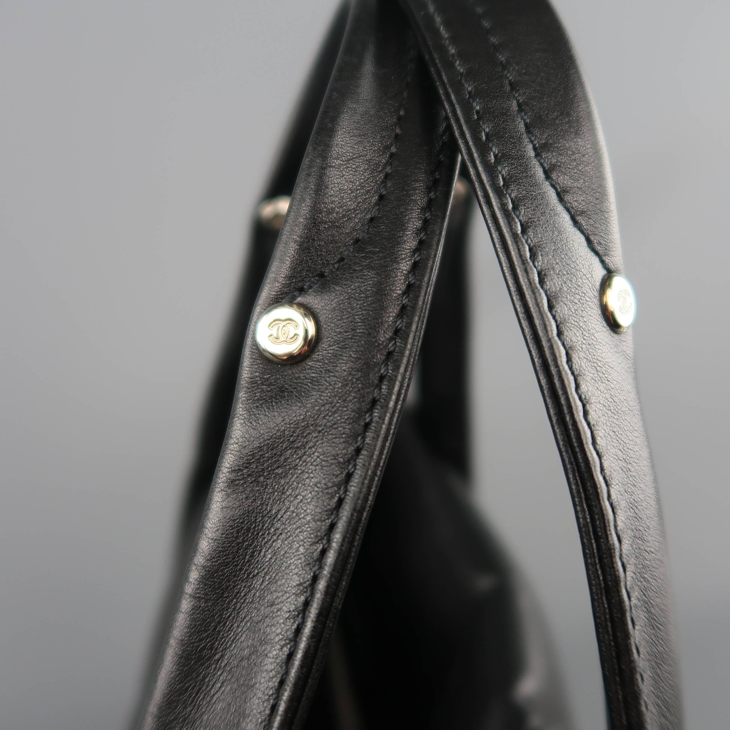 Women's Chanel Black Chevron Embossed Leather CC Logo Mini Tote Handbag