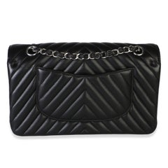 Chanel Black Chevron Lambskin Medium Classic Double Flap Bag