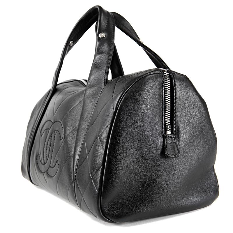 Chanel Black Chevron Leather All Day Long Boston Bag 4