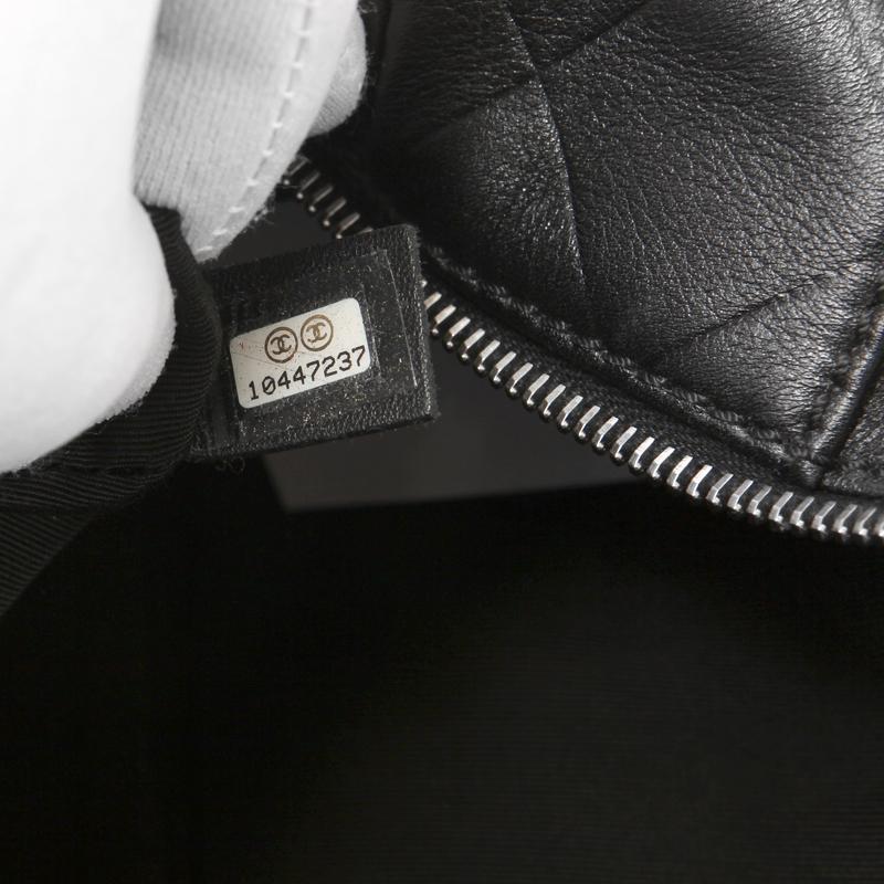 Chanel Black Chevron Leather All Day Long Boston Bag 5