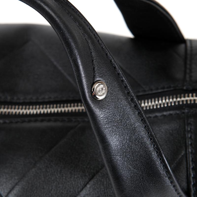 Chanel Black Chevron Leather All Day Long Boston Bag 1