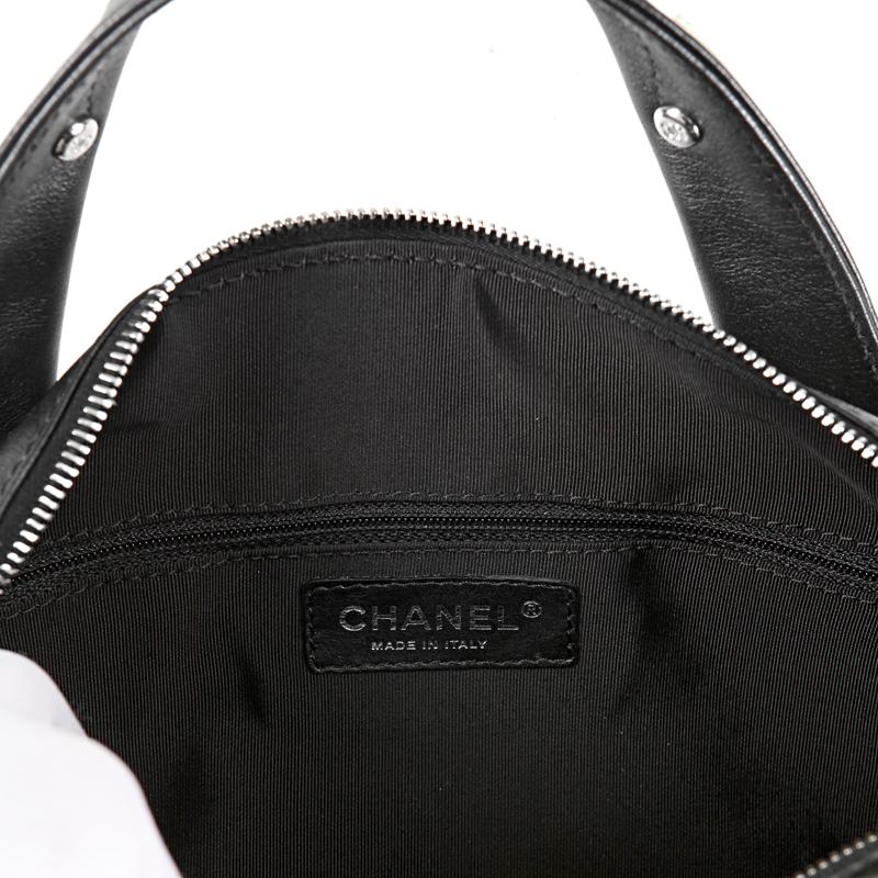 Chanel Black Chevron Leather All Day Long Boston Bag 2