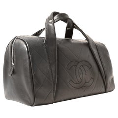 Chanel Black Chevron Leather All Day Long Boston Bag