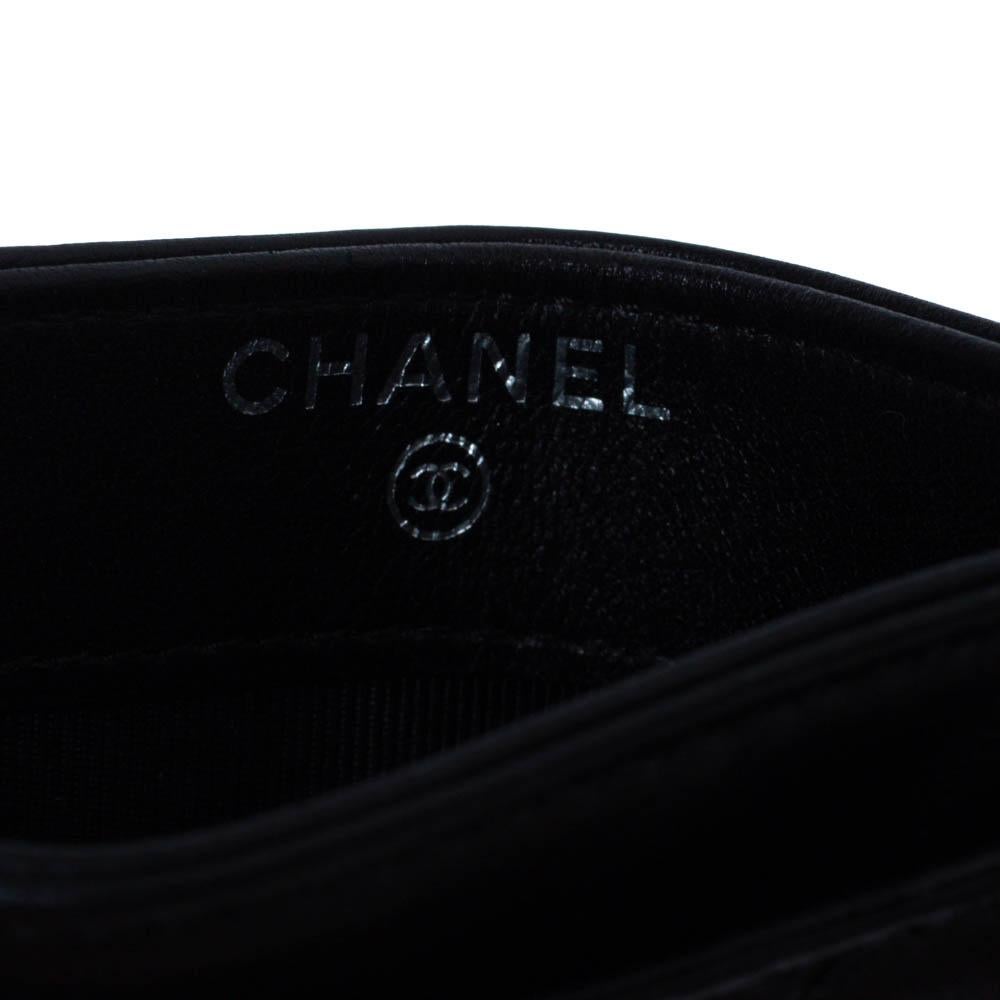 Chanel Black Chevron Leather Card Holder 5