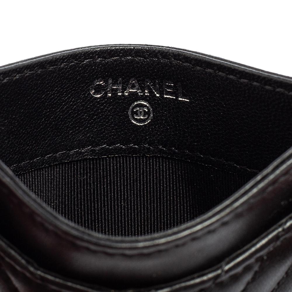 Chanel Black Chevron Leather CC Card Holder 6