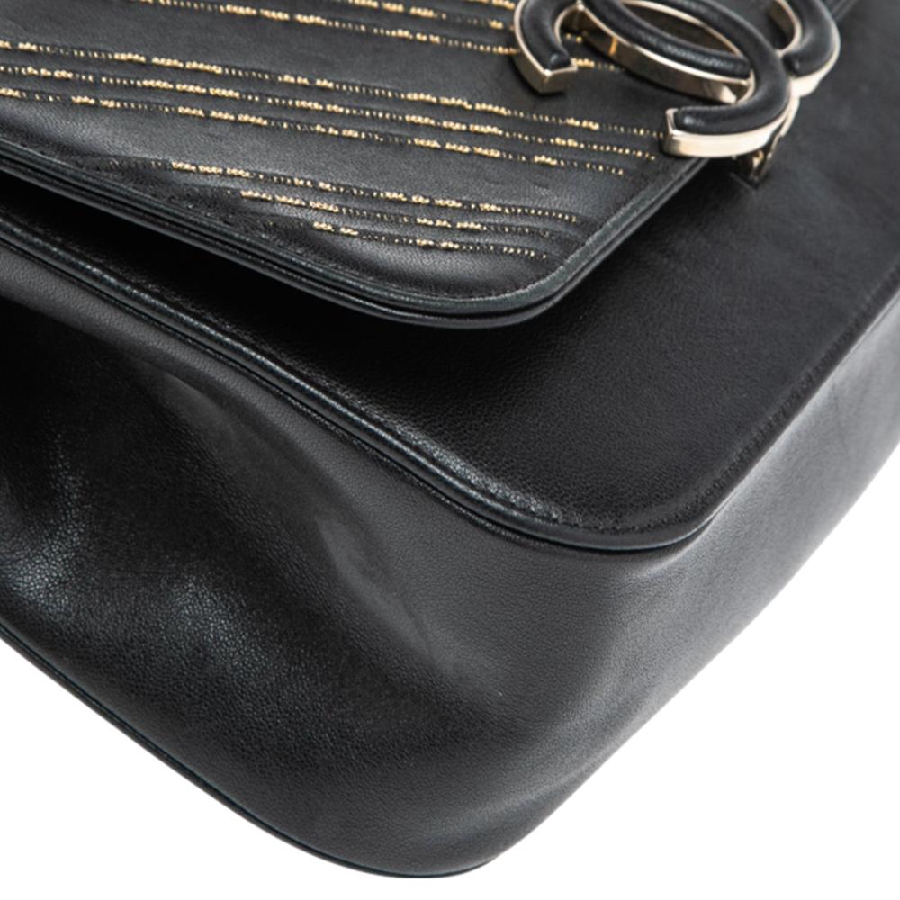 Chanel Black Chevron Leather CC Subtle Flap Bag 5