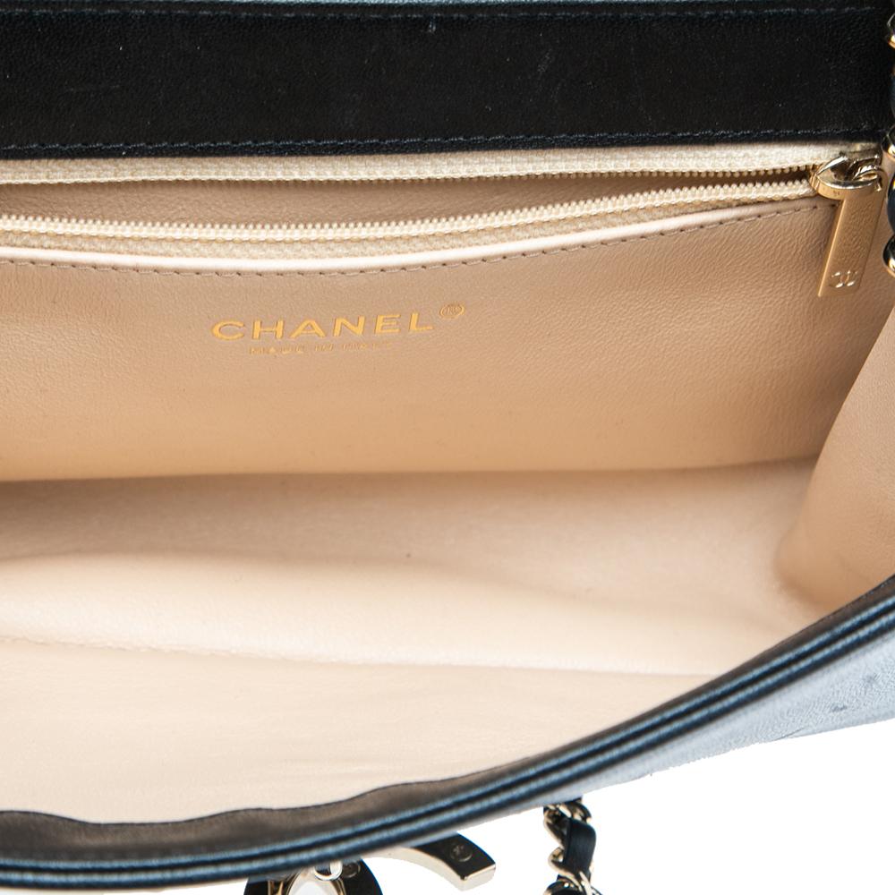 Chanel Black Chevron Leather CC Subtle Flap Bag 1