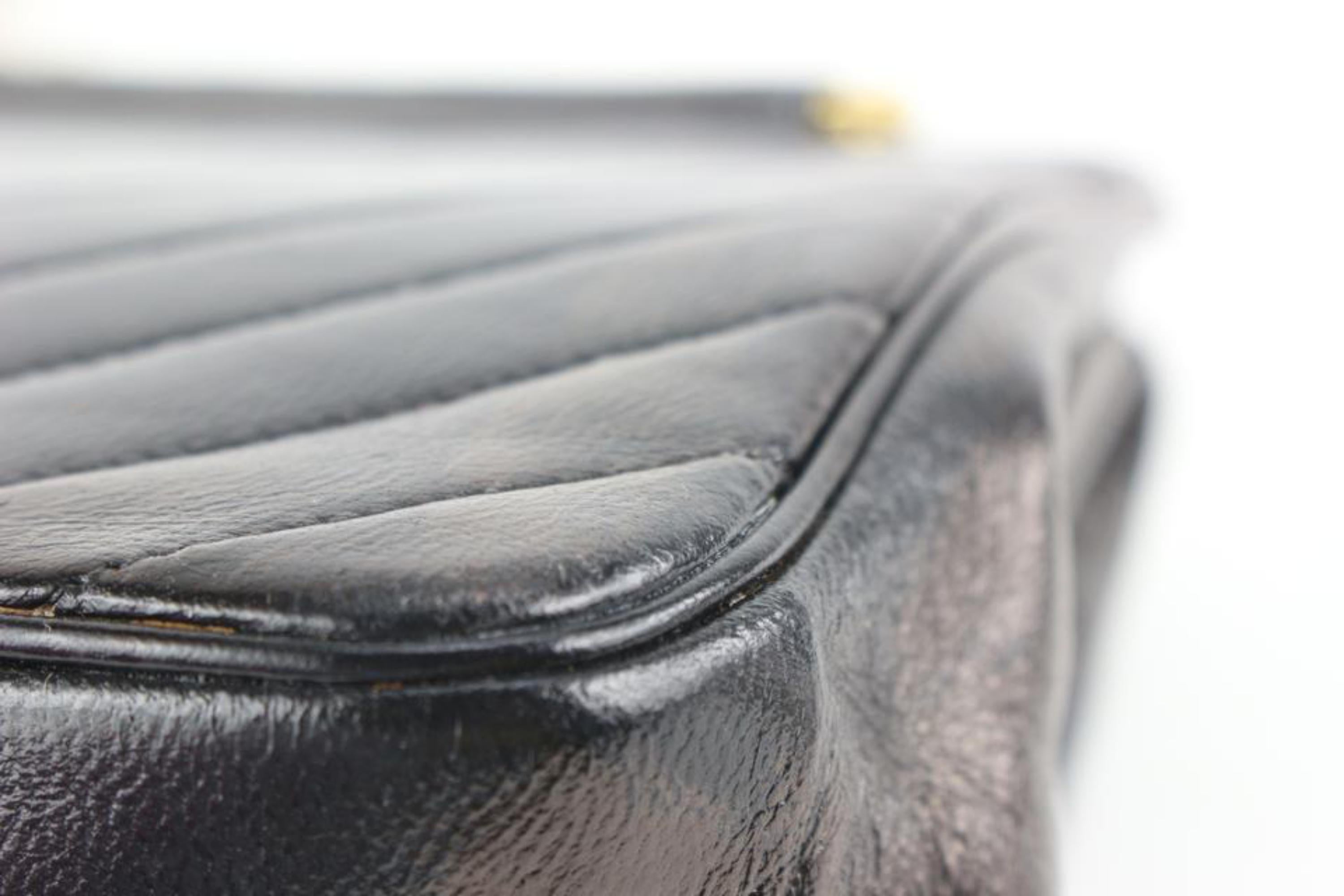 Chanel Black Chevron Leather Chain Bag 113ca57 For Sale 8