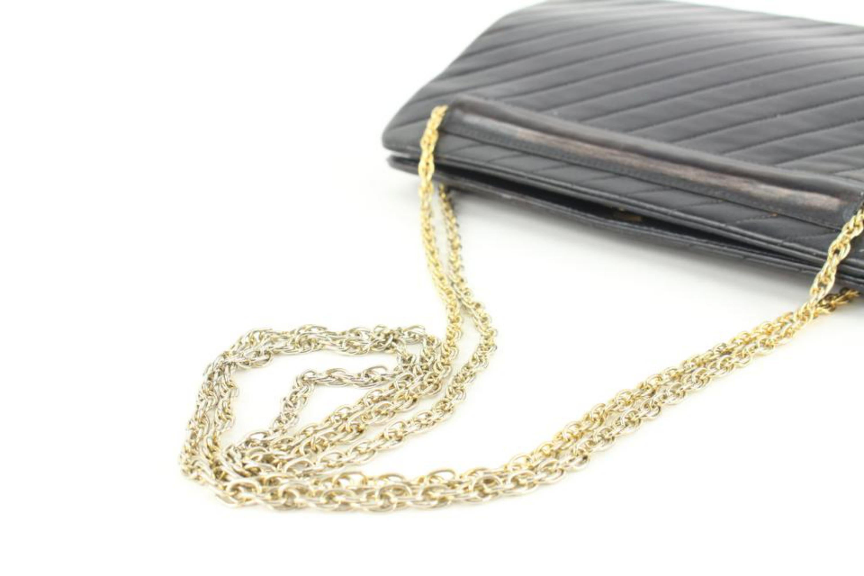 Chanel Black Chevron Leather Chain Bag 113ca57 For Sale 2
