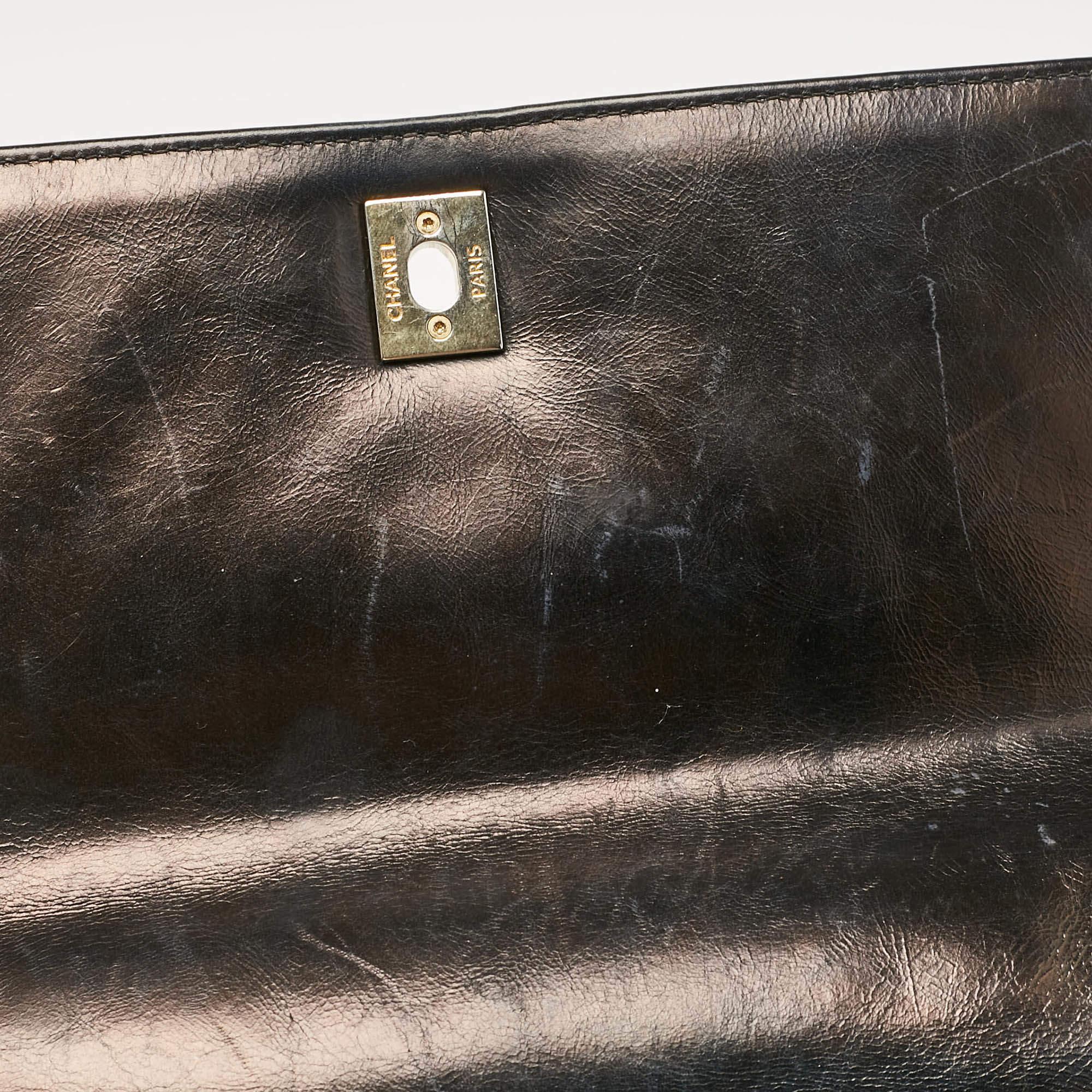 Chanel Black Chevron Leather Small Coco Top Handle Bag For Sale 2