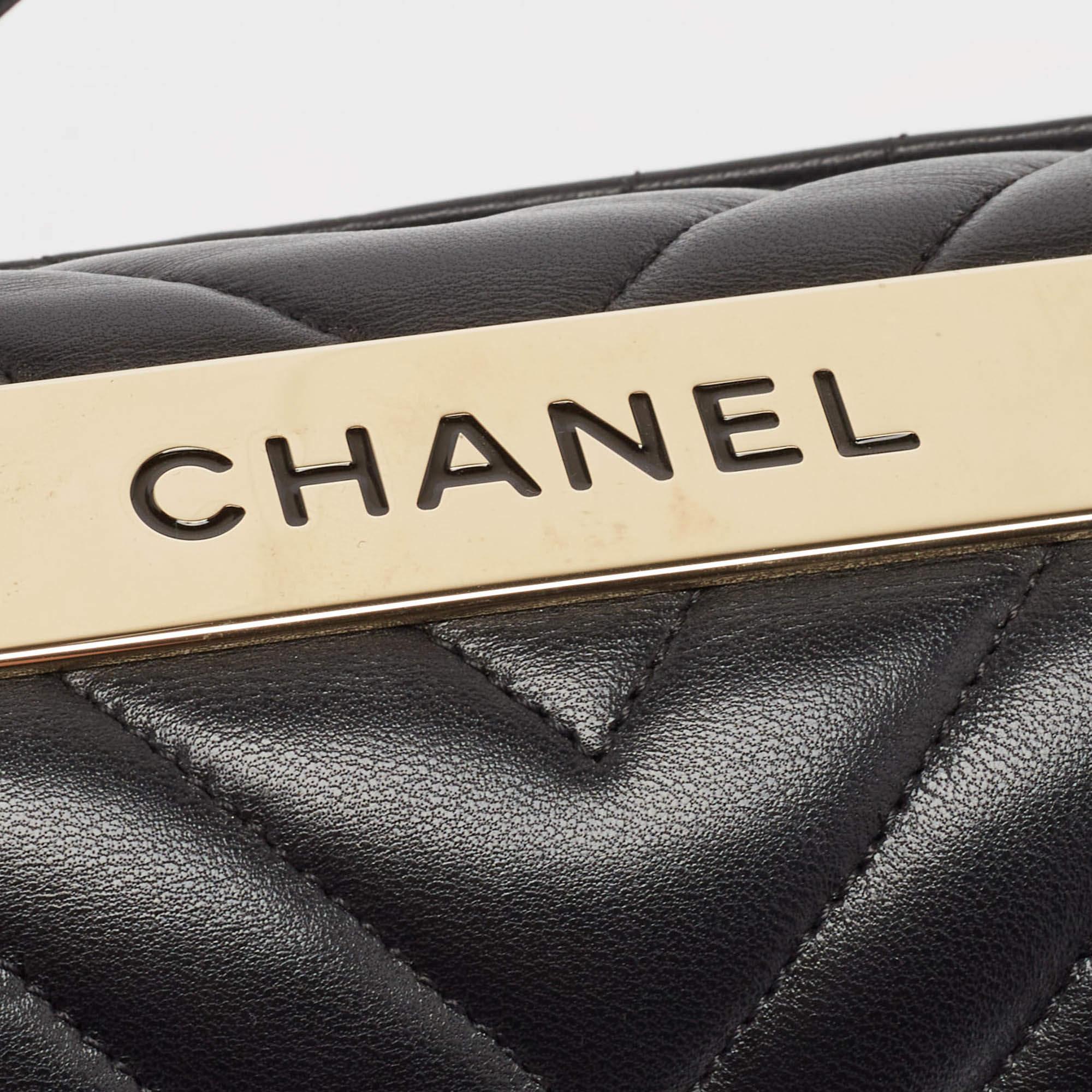 Chanel Black Chevron Leather Small Trendy CC Top Handle Bag 1