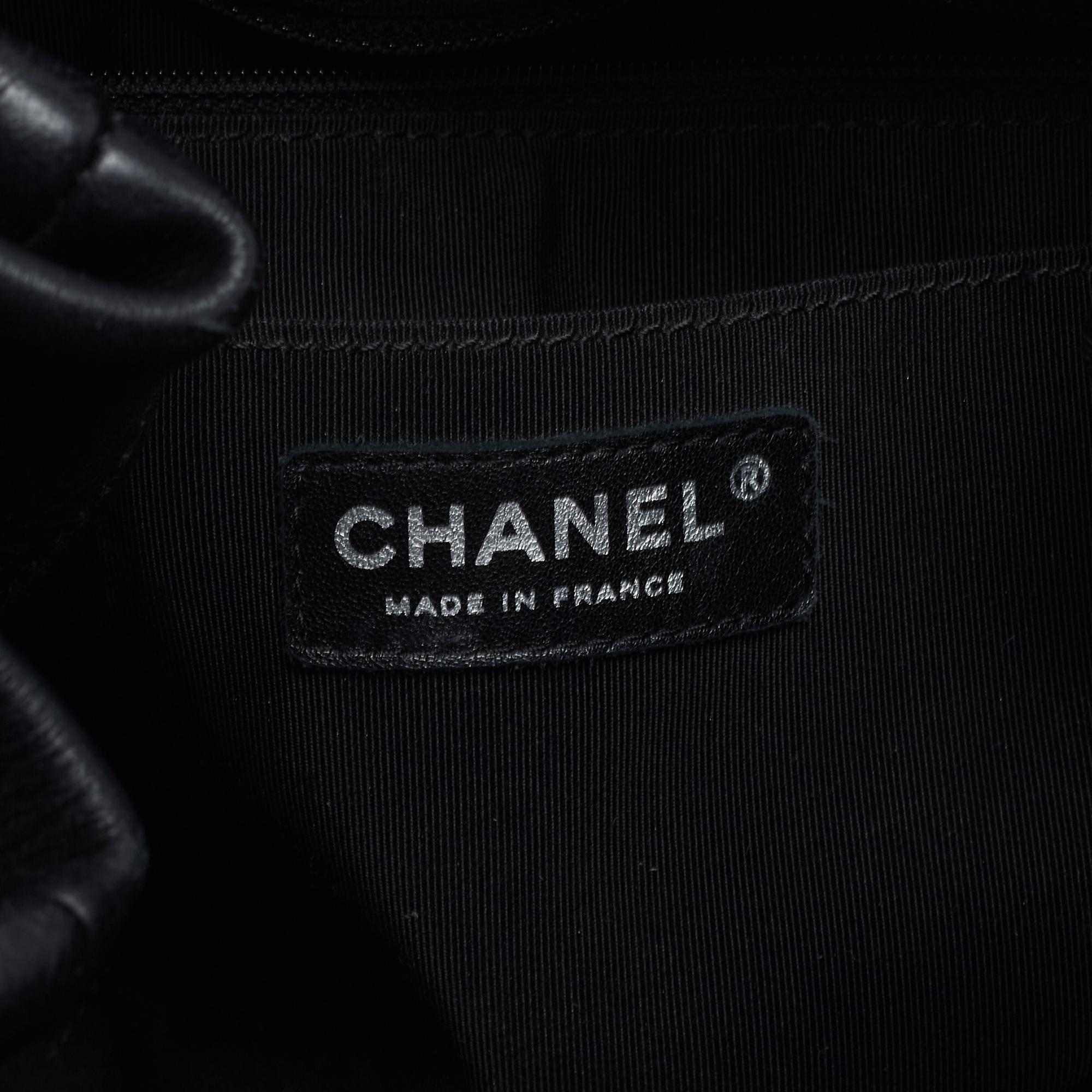 Chanel Black Chevron Leather Small Urban Spirit Bucket Bag 3