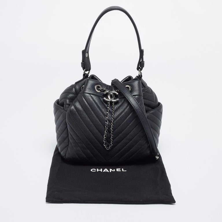 Chanel Black Chevron Leather Small Urban Spirit Bucket Bag at 1stDibs  chanel  bucket bag, chanel chevron bucket bag, black leather spirit bag