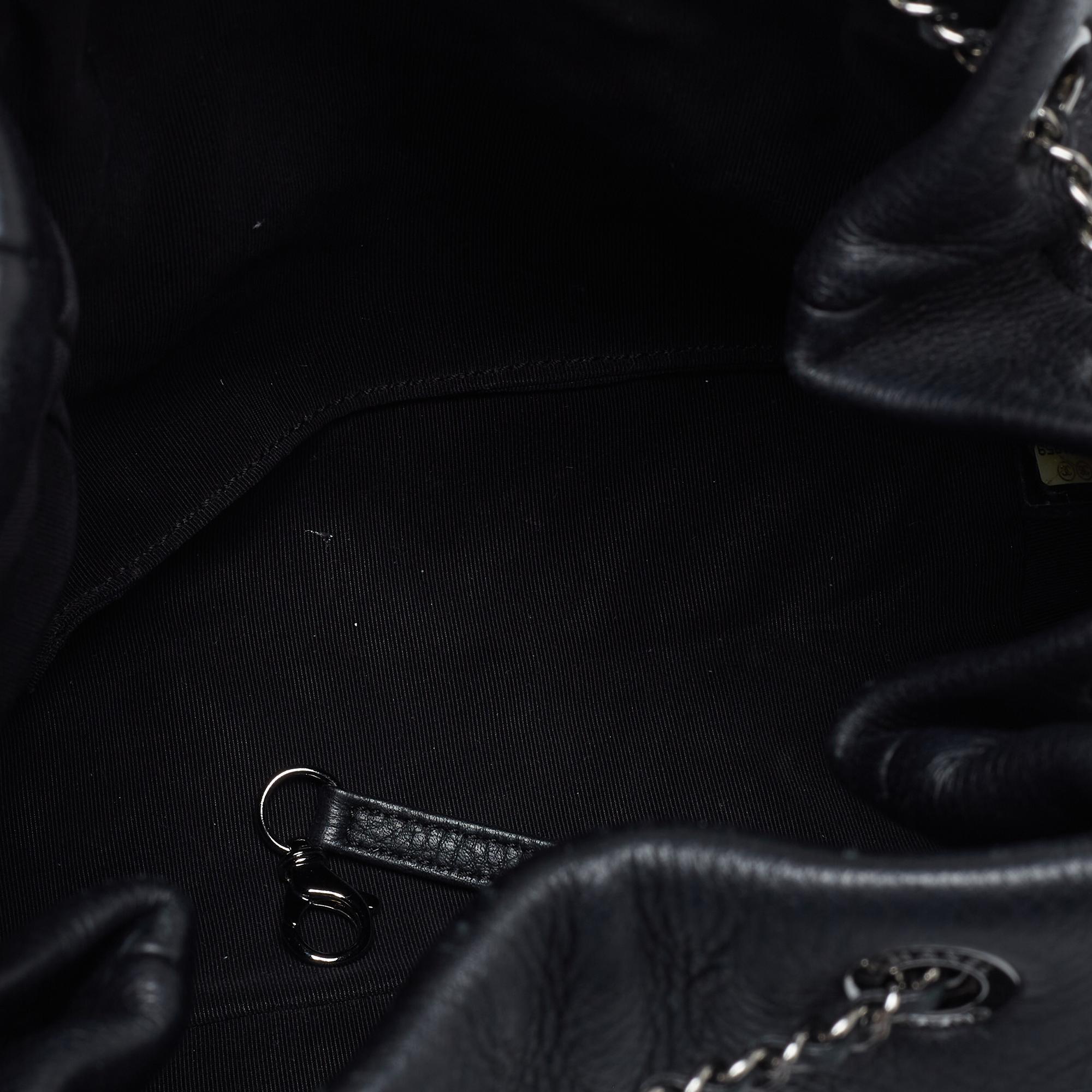Chanel Black Chevron Leather Small Urban Spirit Bucket Bag 1
