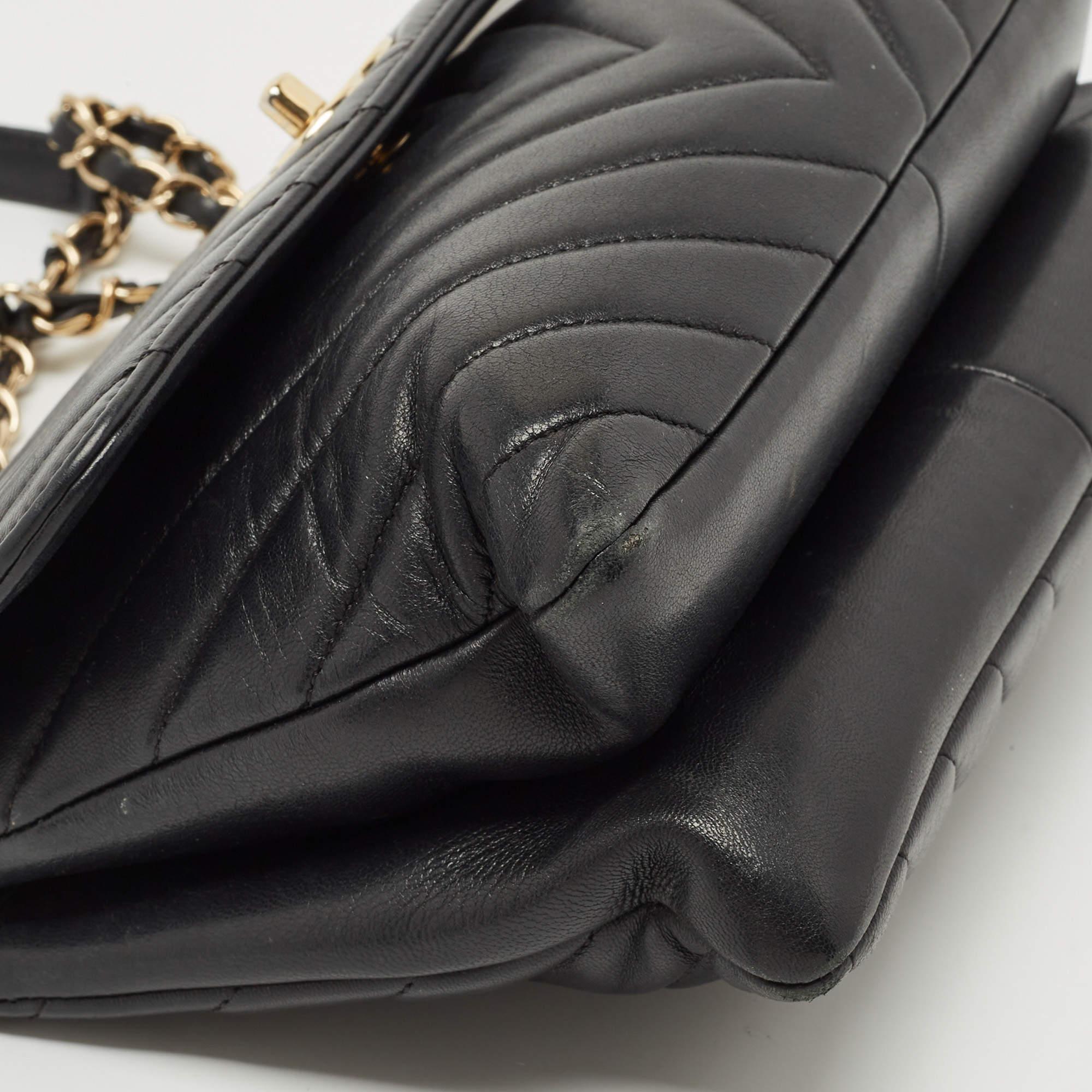 Chanel Black Chevron Leather Trendy CC Flap Bag 13