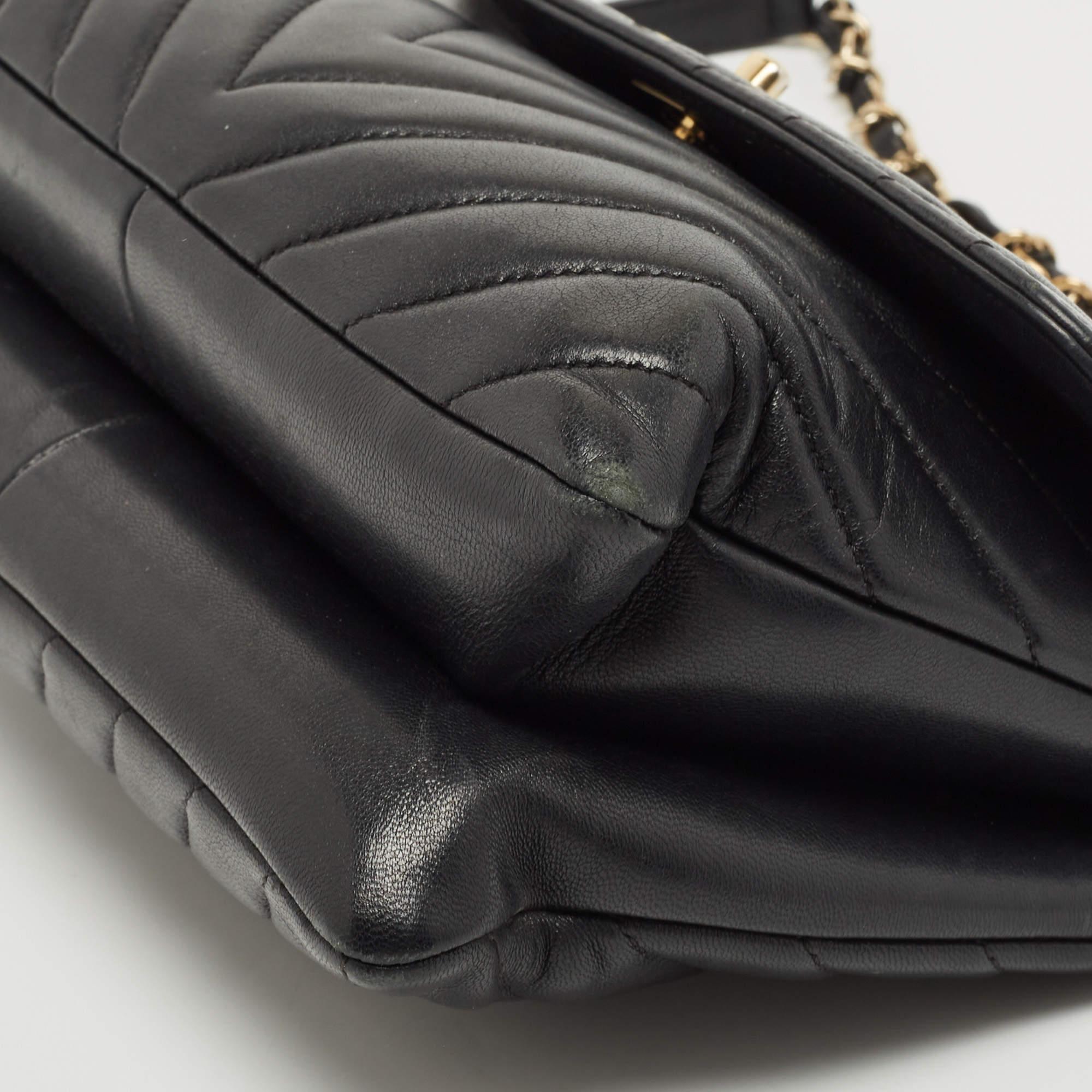 Chanel Black Chevron Leather Trendy CC Flap Bag 14