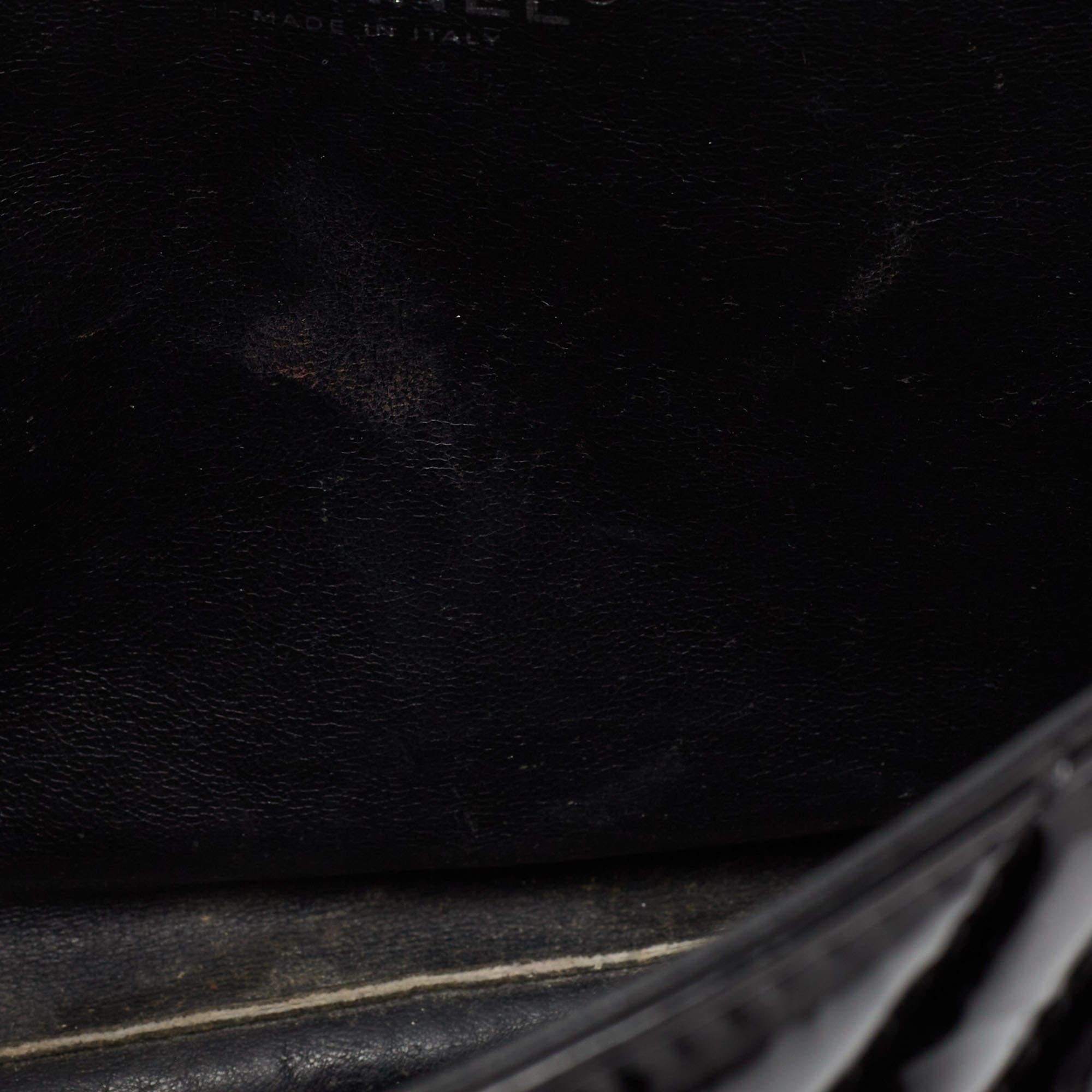 Chanel Black Chevron Patent Leather Maxi Classic Flap Bag 1
