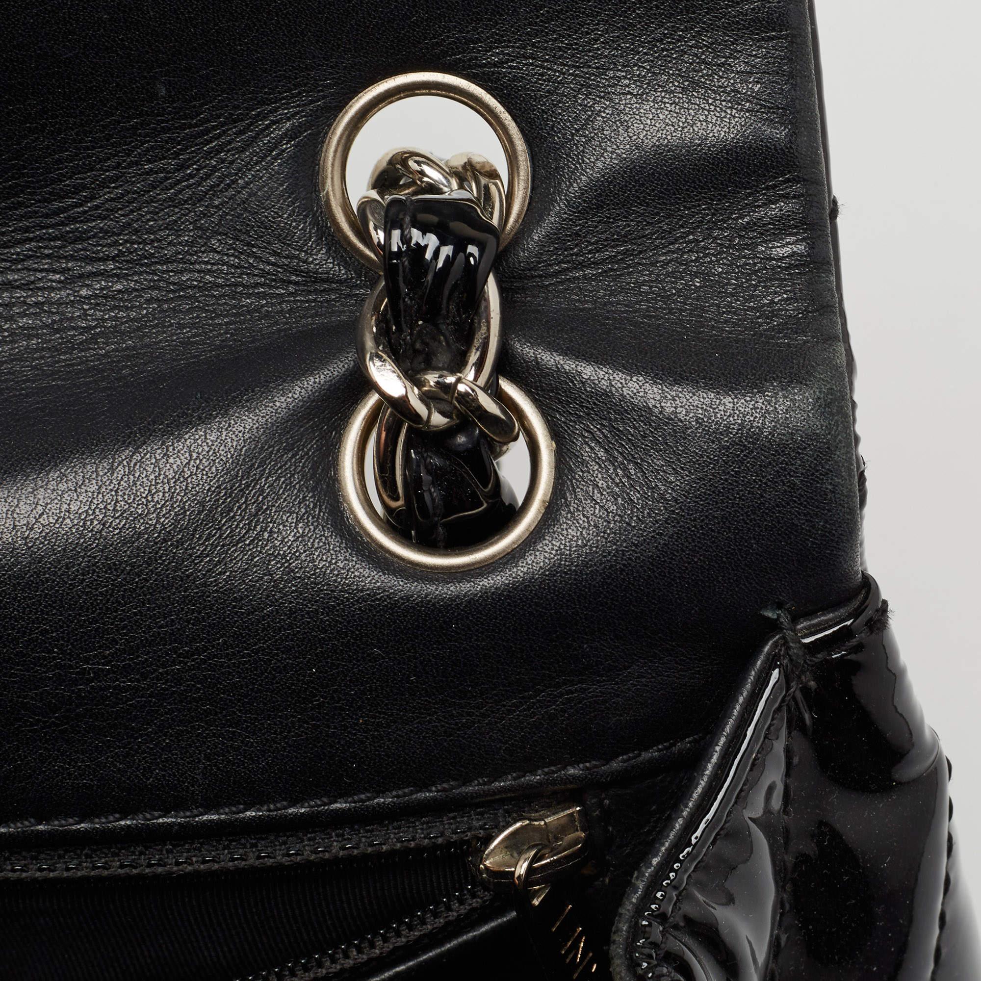 Chanel Black Chevron Patent Leather Maxi Classic Flap Bag 5