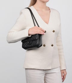 Chanel Black Chevron Quilted Crinkled Calfskin Leather SO Black 224 2.55 Reissue