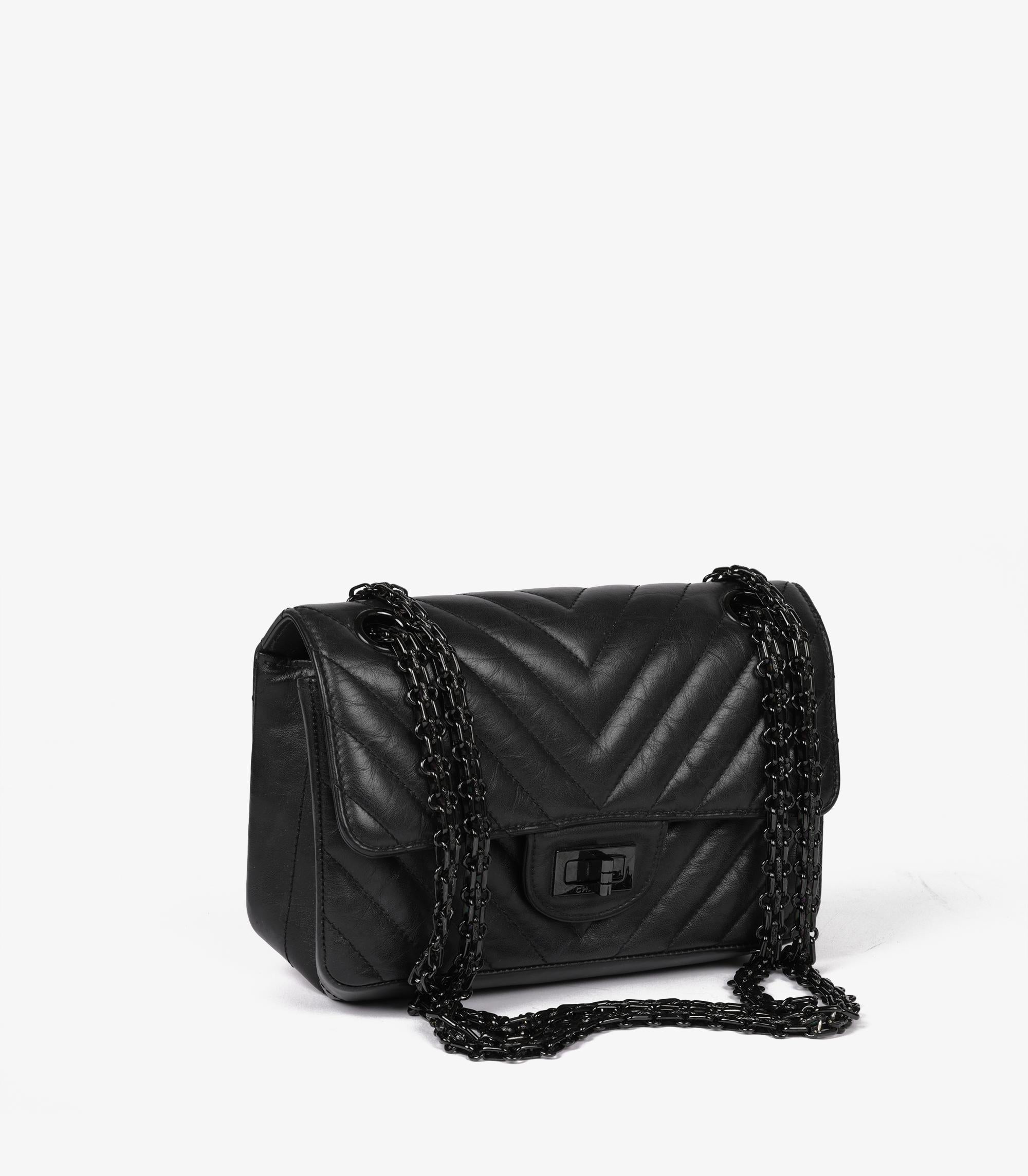 Chanel Negro Chevron Acolchado Piel de Becerro Arrugada SO Negro 224 2.55 Reissue en Excelente Estado en Bishop's Stortford, Hertfordshire