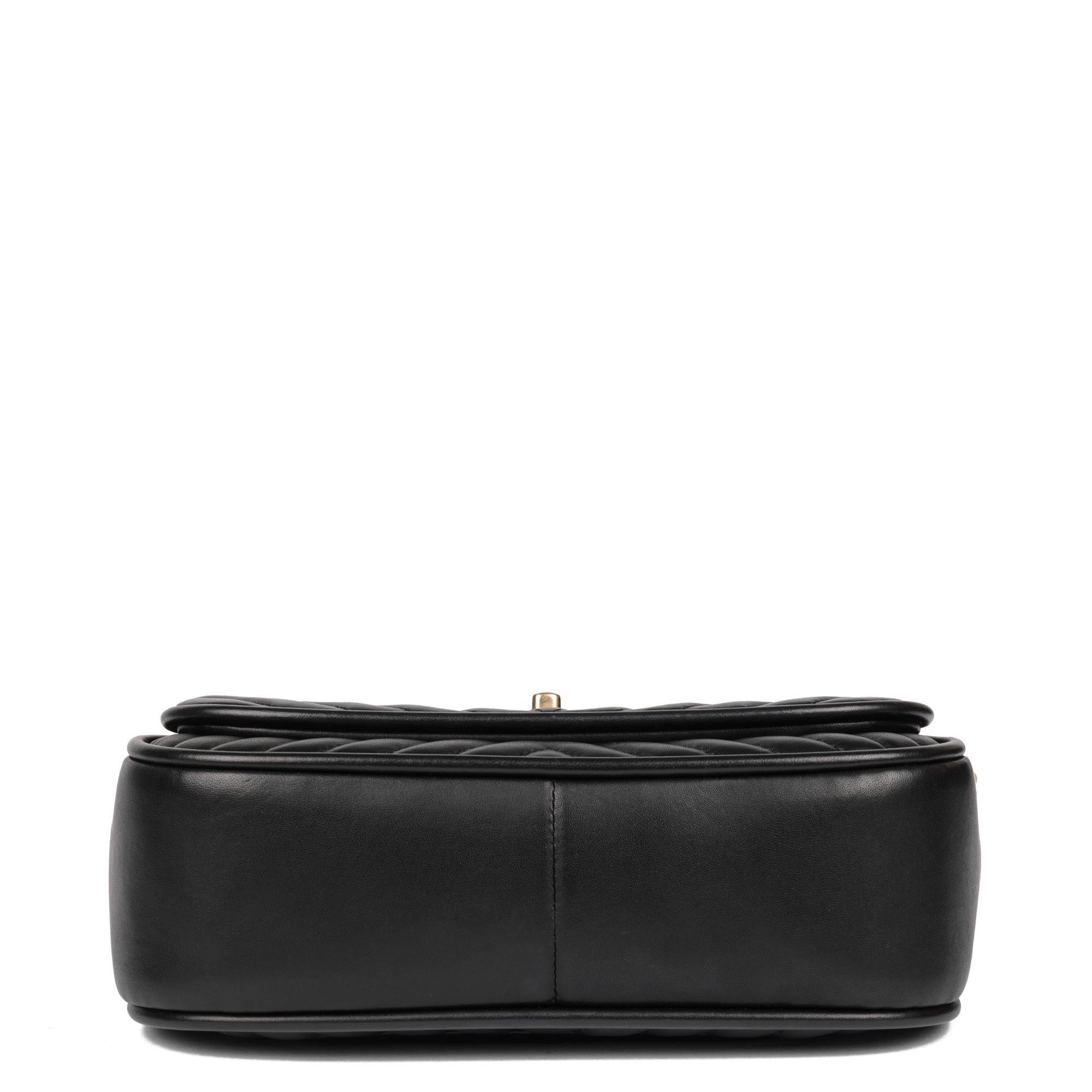 CHANEL Black Chevron Quilted Lambskin Medium Classic Top Handle Flap Bag 1