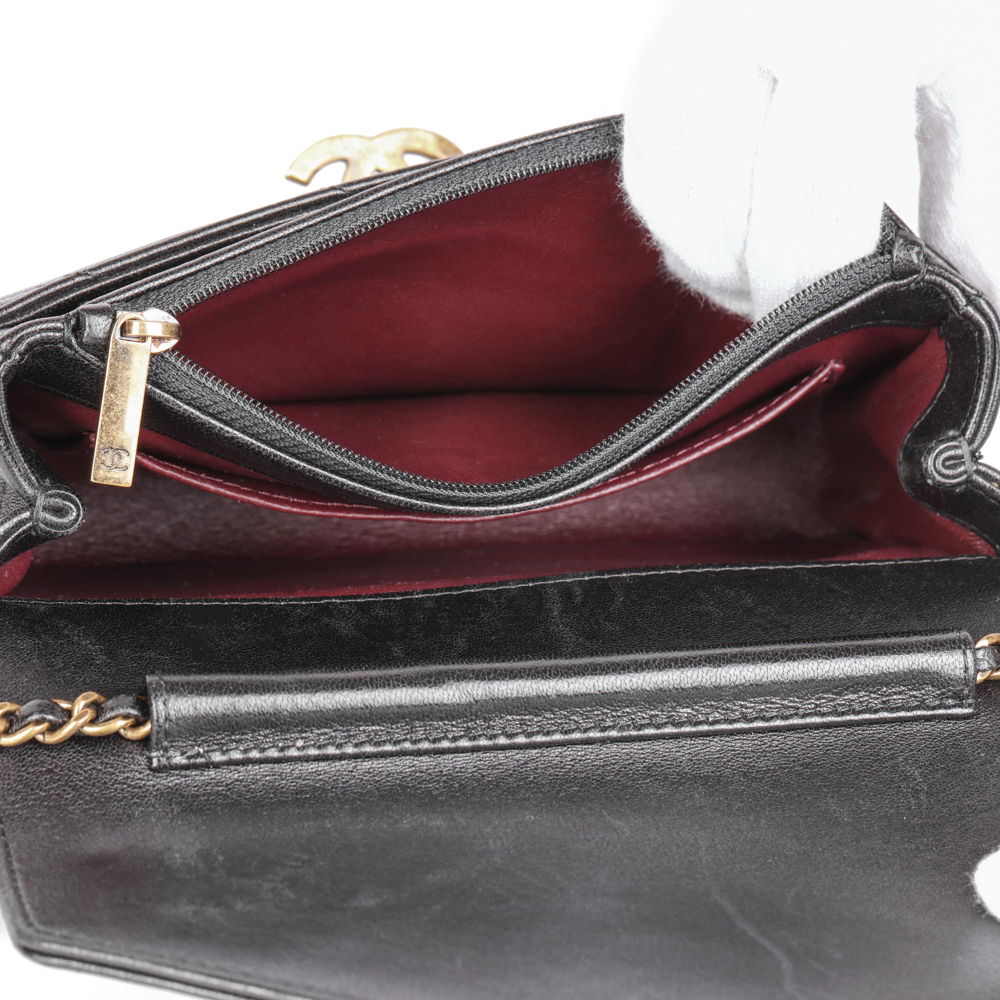 CHANEL  Black Chevron Quilted Lambskin Mini Envelope Single Flap Bag 4