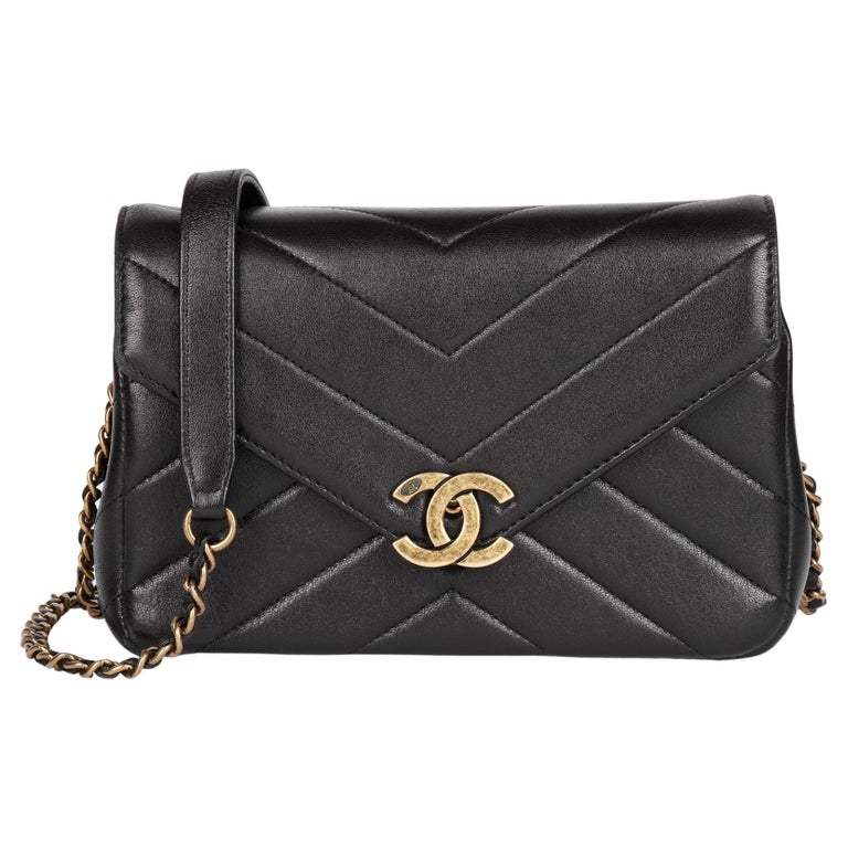 Chanel CC Bar Chain Handle Flap Bag Quilted Lambskin Small