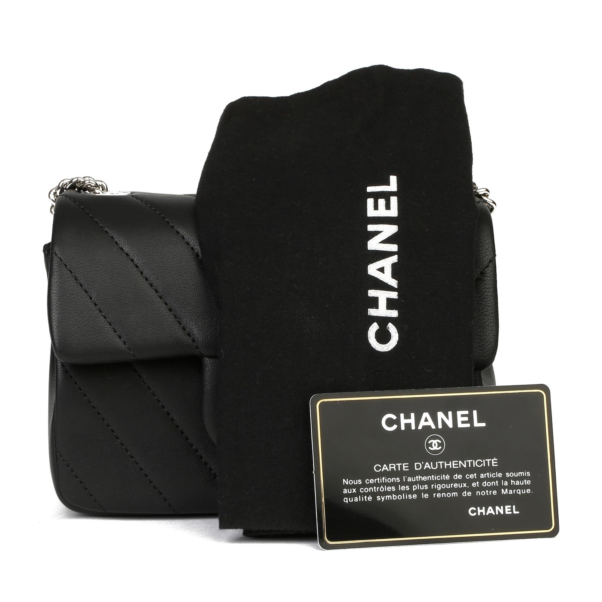 Chanel Black Chevron Quilted Lambskin Mini Flap Bag 8