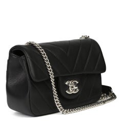Chanel Black Chevron Quilted Lambskin Mini Flap Bag