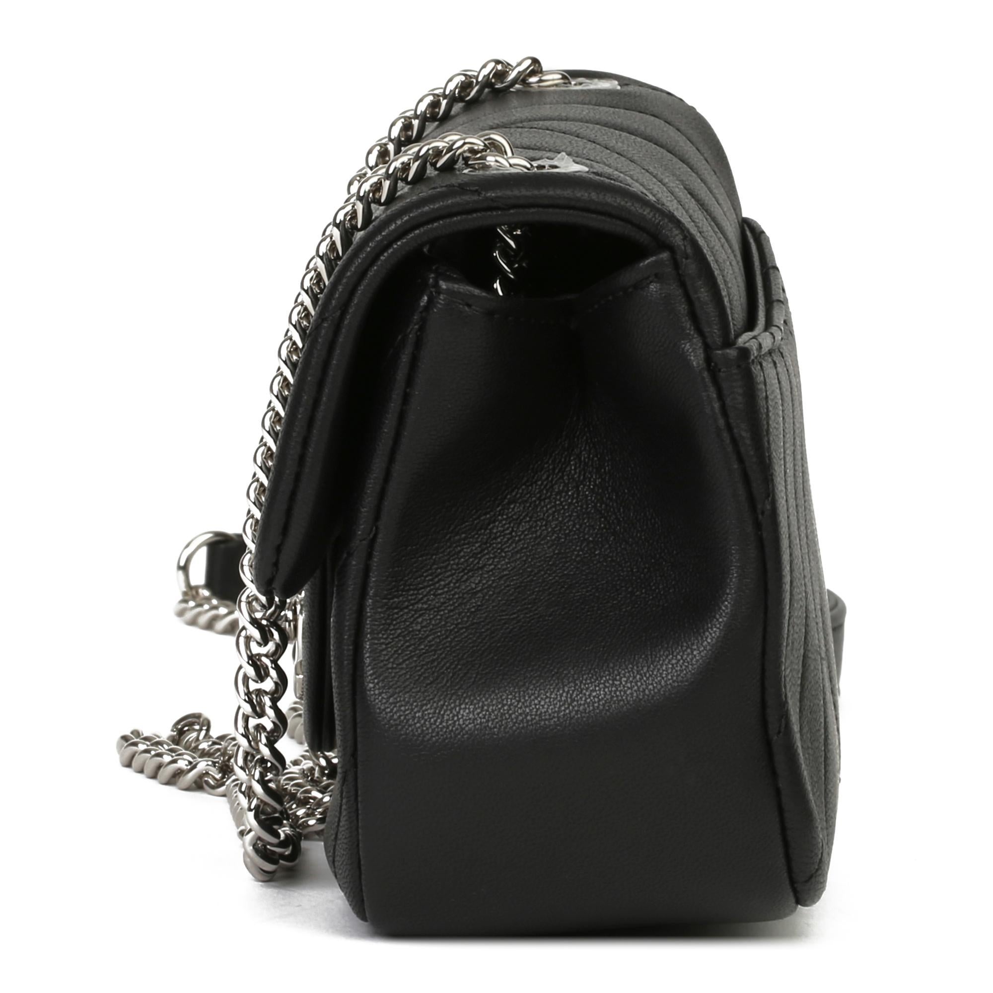 Women's Chanel Black Chevron Quilted Lambskin Mini Flap Bag