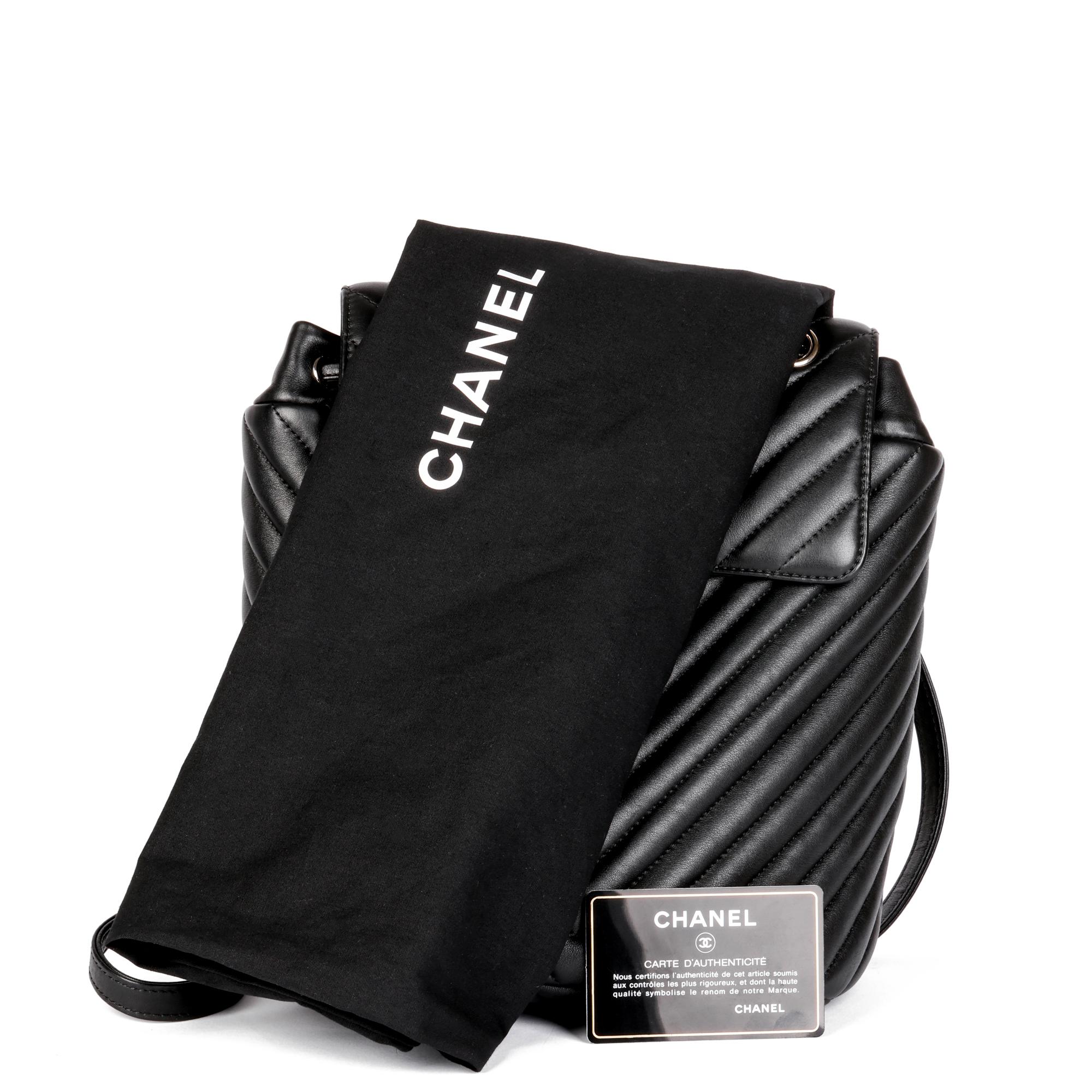 CHANEL Black Chevron Quilted Lambskin Small Urban Spirit Backpack For Sale 7