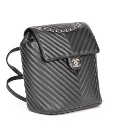 CHANEL Black Chevron Quilted Lambskin Small Urban Spirit Backpack