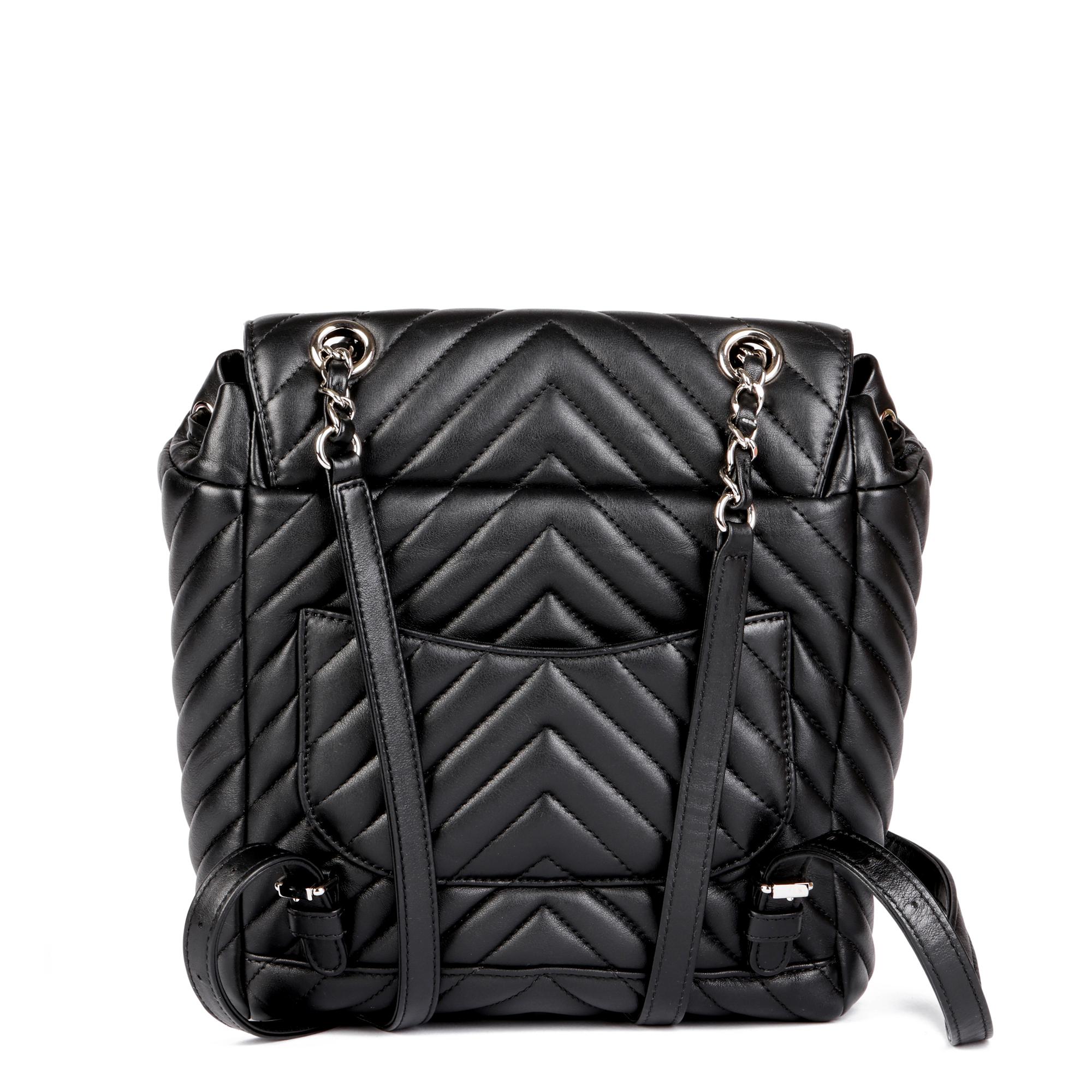 Women's CHANEL Black Chevron Quilted Lambskin Small Urban Spirit Backpack For Sale
