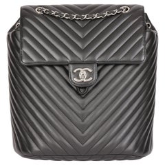 CHANEL Black Chevron Quilted Lambskin Small Urban Spirit Backpack