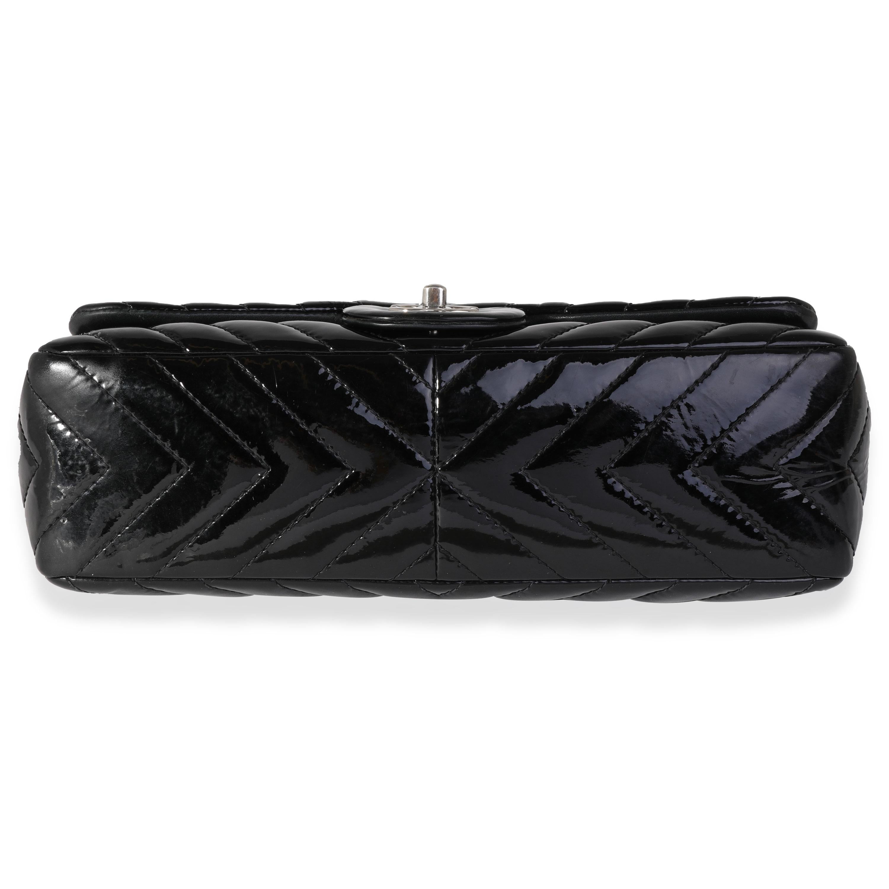 Chanel Black Chevron Quilted Patent Leather Jumbo Classic Single Flap Bag 3