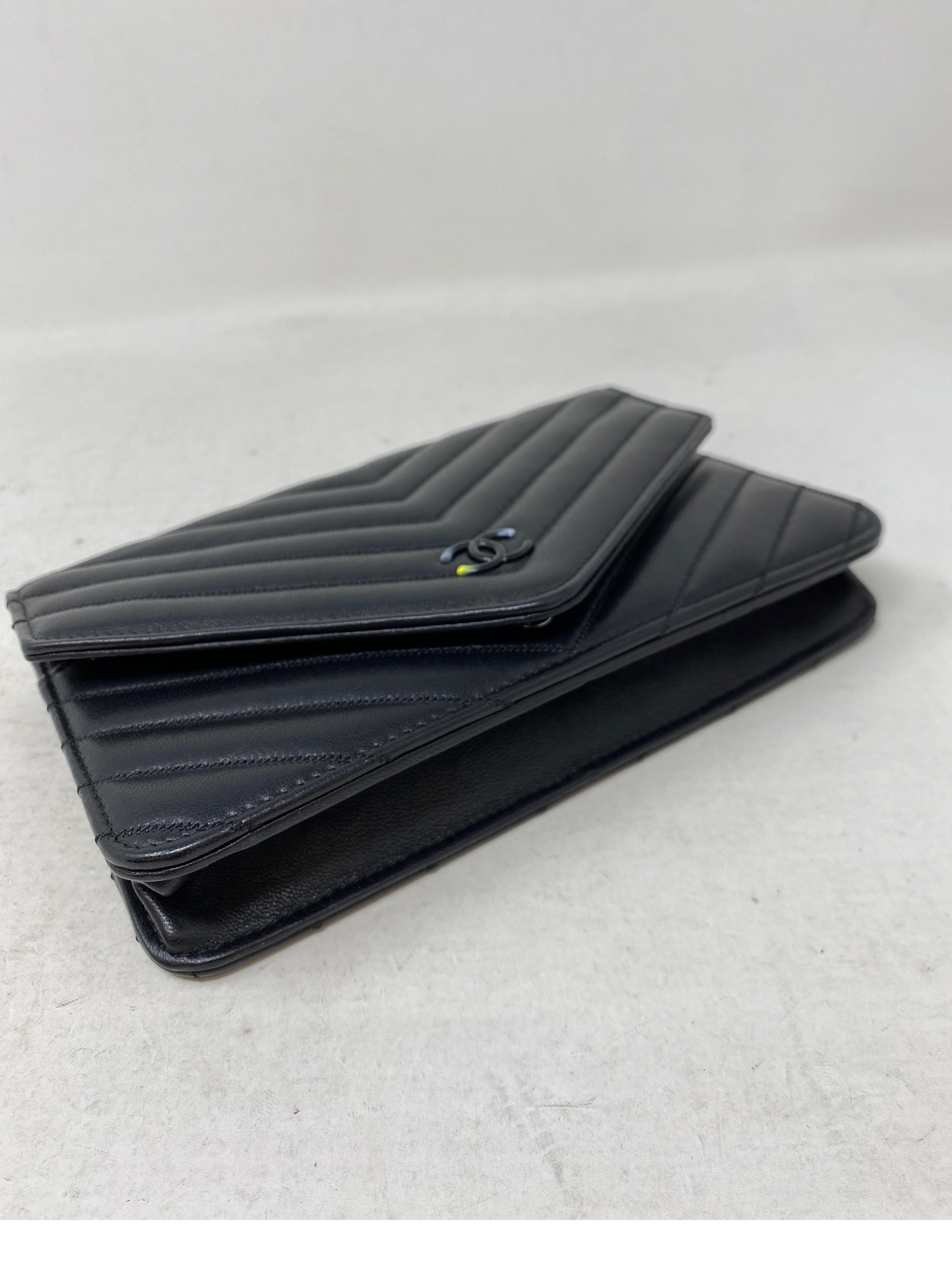 Chanel Black Chevron Wallet On A Chain Bag  1