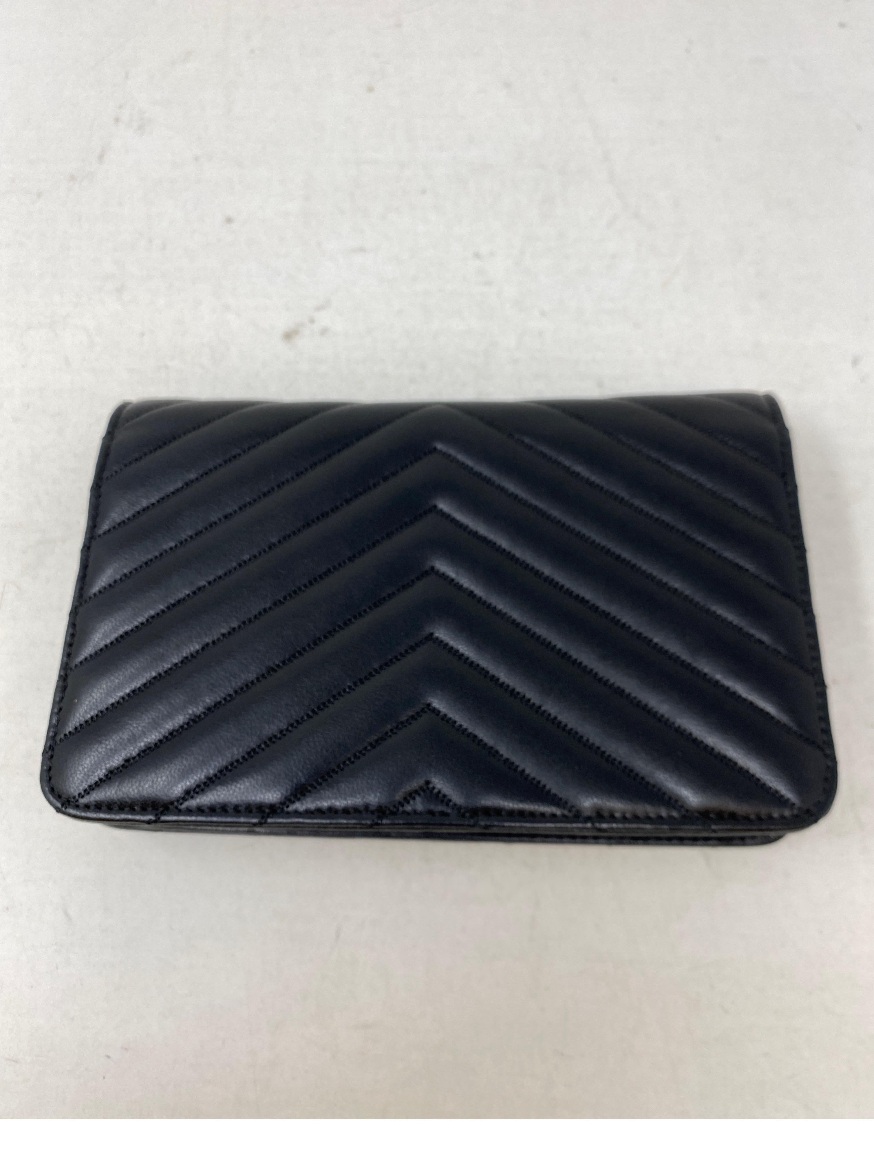 Chanel Black Chevron Wallet On A Chain Bag  2