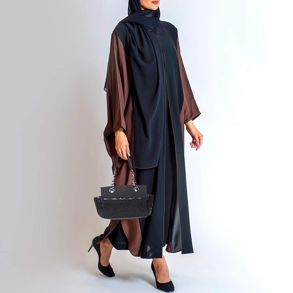 Chanel Black Choco Bar Leather and Canvas Mesh CC Bag In Excellent Condition For Sale In Dubai, Al Qouz 2