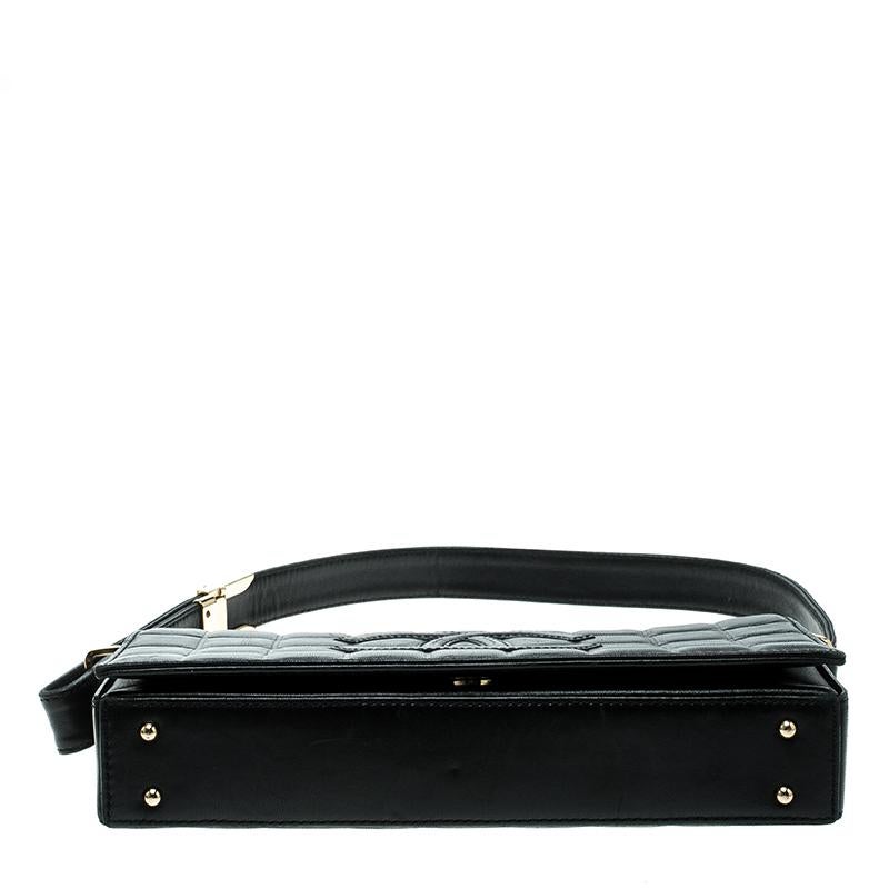 Chanel Black Chocolate Bar Leather East West Shoulder Bag 2